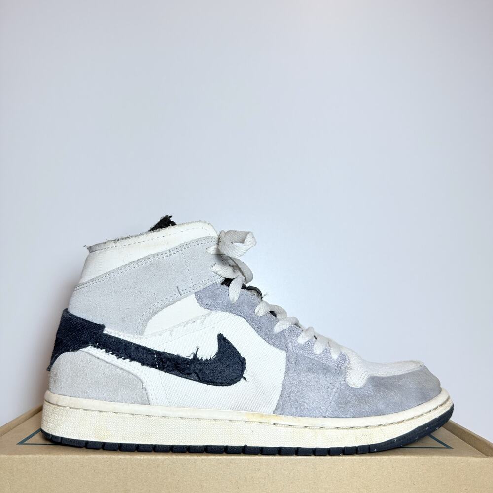 Nike Air Jordan 1 Mid SE Craft Cement Grey White Black Mens Size 8.5 Sneakers